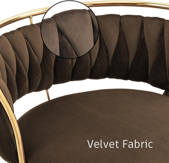 SERENITa Golden Swivel Upholstered Velvet Adjustable Height Counter Stool with Metal Frame Coffee (Set of 2) V255-SE-GP2312R-COFFEE
