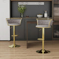 SERENITa Golden Swivel Upholstered Velvet Adjustable Height Counter Stool with Metal Frame Grey (Set of 2) V255-SE-GP2312R-GREY