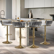 SERENITa Golden Swivel Upholstered Velvet Adjustable Height Counter Stool with Metal Frame Grey (Set of 2) V255-SE-GP2312R-GREY