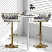 SERENITa Golden Swivel Upholstered Velvet Adjustable Height Counter Stool with Metal Frame Grey (Set of 2) V255-SE-GP2312R-GREY