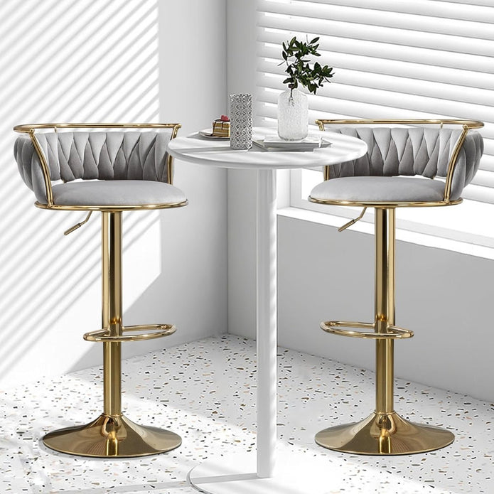 SERENITa Golden Swivel Upholstered Velvet Adjustable Height Counter Stool with Metal Frame Grey (Set of 2) V255-SE-GP2312R-GREY