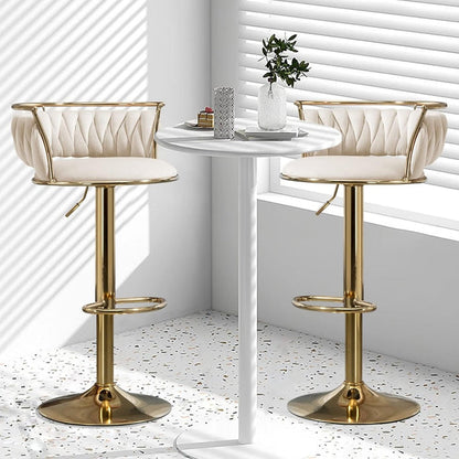 SERENITa Golden Swivel Upholstered Velvet Adjustable Height Counter Stool with Metal Frame Ivory (Set of 2) V255-SE-GP2312R-IVORY