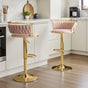 SERENITa Golden Swivel Upholstered Velvet Adjustable Height Counter Stool with Metal Frame Pink (Set of 2) V255-SE-GP2312R-PINK