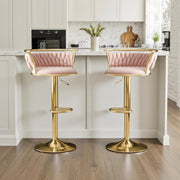 SERENITa Golden Swivel Upholstered Velvet Adjustable Height Counter Stool with Metal Frame Pink (Set of 2) V255-SE-GP2312R-PINK
