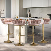 SERENITa Golden Swivel Upholstered Velvet Adjustable Height Counter Stool with Metal Frame Pink (Set of 2) V255-SE-GP2312R-PINK