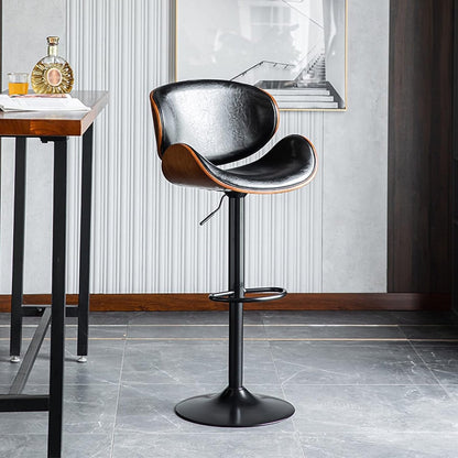 SERENITa European Black Modern Bar Stools Swivel Bar Stool Chair Counter Height Barstool with 360 Degree V255-SE-SP-1865-BLACK