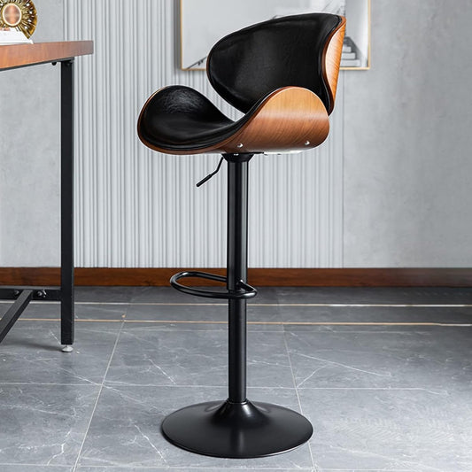 SERENITa European Black Modern Bar Stools Swivel Bar Stool Chair Counter Height Barstool with 360 Degree V255-SE-SP-1865-BLACK