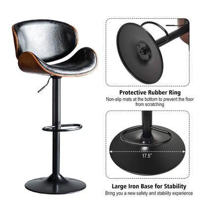 SERENITa European Black Modern Bar Stools Swivel Bar Stool Chair Counter Height Barstool with 360 Degree V255-SE-SP-1865-BLACK