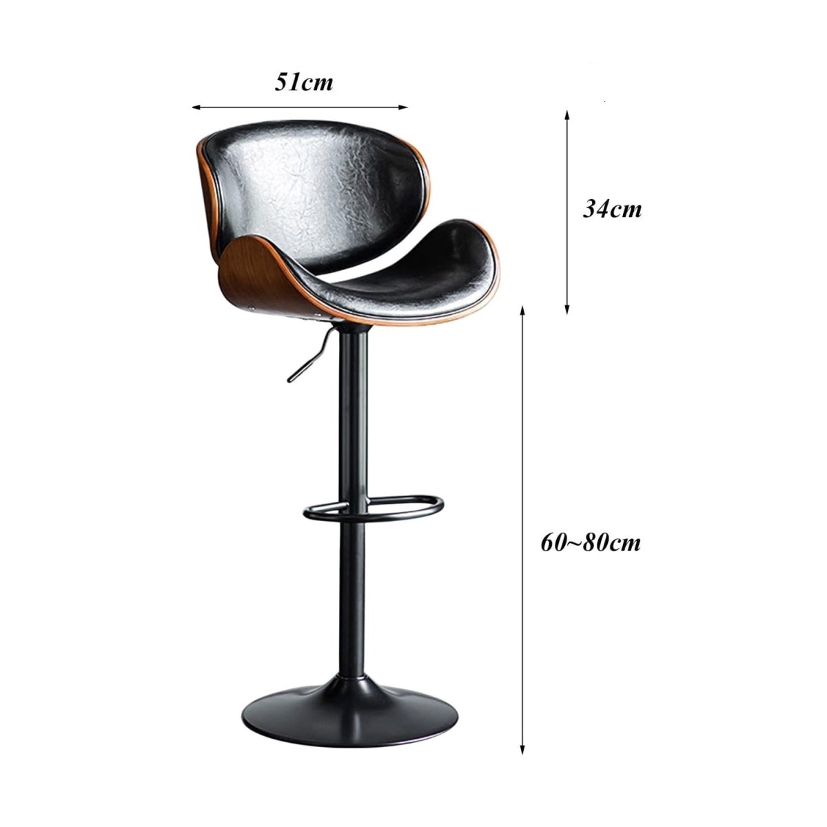 SERENITa European Black Modern Bar Stools Swivel Bar Stool Chair Counter Height Barstool with 360 Degree V255-SE-SP-1865-BLACK