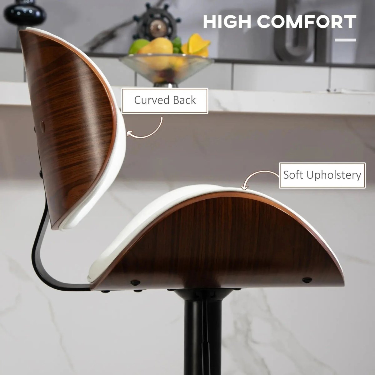 SERENITa European White Modern Bar Stools Swivel Bar Stool Chair Counter Height Barstool with 360 Degree V255-SE-SP-1865-WHITE
