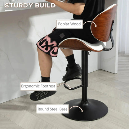 SERENITa European White Modern Bar Stools Swivel Bar Stool Chair Counter Height Barstool with 360 Degree V255-SE-SP-1865-WHITE
