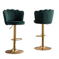 SERENITa Swivel Bar Stools Bar Height Set of 2 Adjustable Upholstered Counter Barstool Velvet Bar Chairs with V255-SP2311-EGREEN