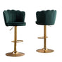 SERENITa Swivel Bar Stools Bar Height Set of 2 Adjustable Upholstered Counter Barstool Velvet Bar Chairs with V255-SP2311-EGREEN