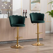SERENITa Swivel Bar Stools Bar Height Set of 2 Adjustable Upholstered Counter Barstool Velvet Bar Chairs with V255-SP2311-EGREEN