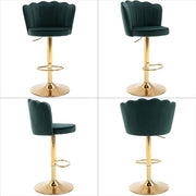 SERENITa Swivel Bar Stools Bar Height Set of 2 Adjustable Upholstered Counter Barstool Velvet Bar Chairs with V255-SP2311-EGREEN