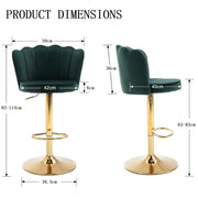 SERENITa Swivel Bar Stools Bar Height Set of 2 Adjustable Upholstered Counter Barstool Velvet Bar Chairs with V255-SP2311-EGREEN
