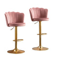 SERENITa Swivel Bar Stools Bar Height Set of 2 Adjustable Upholstered Counter Barstool Velvet Bar Chairs with V255-SP2311-PINK