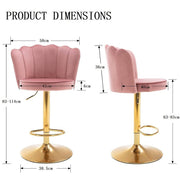 SERENITa Swivel Bar Stools Bar Height Set of 2 Adjustable Upholstered Counter Barstool Velvet Bar Chairs with V255-SP2311-PINK