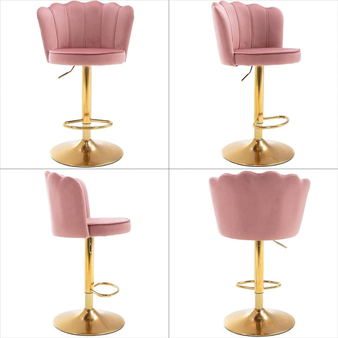 SERENITa Swivel Bar Stools Bar Height Set of 2 Adjustable Upholstered Counter Barstool Velvet Bar Chairs with V255-SP2311-PINK