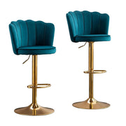 SERENITa Swivel Bar Stools Bar Height Set of 2 Adjustable Upholstered Counter Barstool Velvet Bar Chairs with V255-SP2311-TEAL_BLUE