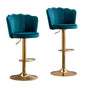 SERENITa Swivel Bar Stools Bar Height Set of 2 Adjustable Upholstered Counter Barstool Velvet Bar Chairs with V255-SP2311-TEAL_BLUE