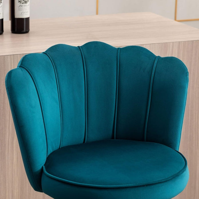 SERENITa Swivel Bar Stools Bar Height Set of 2 Adjustable Upholstered Counter Barstool Velvet Bar Chairs with V255-SP2311-TEAL_BLUE