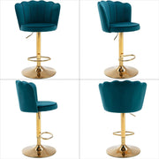 SERENITa Swivel Bar Stools Bar Height Set of 2 Adjustable Upholstered Counter Barstool Velvet Bar Chairs with V255-SP2311-TEAL_BLUE