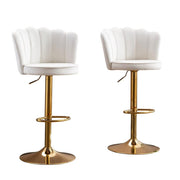 SERENITa Swivel Bar Stools Bar Height Set of 2 Adjustable Upholstered Counter Barstool Velvet Bar Chairs with V255-SP2311-WHITE