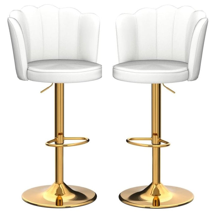SERENITa Swivel Bar Stools Bar Height Set of 2 Adjustable Upholstered Counter Barstool Velvet Bar Chairs with V255-SP2311-WHITE