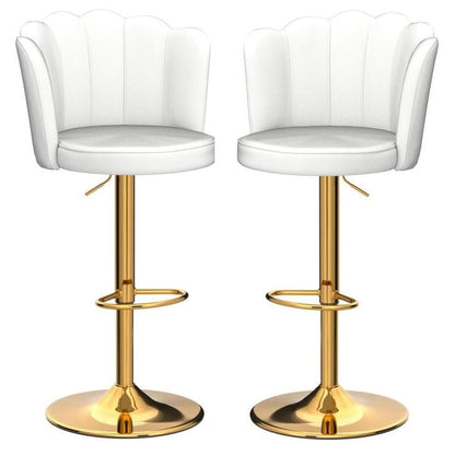 SERENITa Swivel Bar Stools Bar Height Set of 2 Adjustable Upholstered Counter Barstool Velvet Bar Chairs with V255-SP2311-WHITE