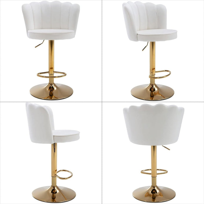 SERENITa Swivel Bar Stools Bar Height Set of 2 Adjustable Upholstered Counter Barstool Velvet Bar Chairs with V255-SP2311-WHITE