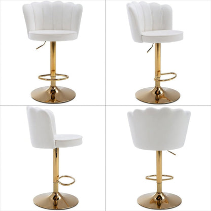 SERENITa Swivel Bar Stools Bar Height Set of 2 Adjustable Upholstered Counter Barstool Velvet Bar Chairs with V255-SP2311-WHITE