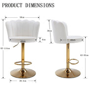 SERENITa Swivel Bar Stools Bar Height Set of 2 Adjustable Upholstered Counter Barstool Velvet Bar Chairs with V255-SP2311-WHITE