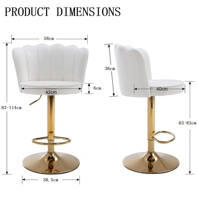 SERENITa Swivel Bar Stools Bar Height Set of 2 Adjustable Upholstered Counter Barstool Velvet Bar Chairs with V255-SP2311-WHITE