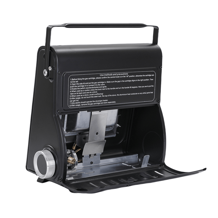 AMZ 1700W 2-in-1 Portable Outdoor Camping Butane Gas Heater Stove Steel Iron Aluminium Metal Manual V255-SYJ-8508