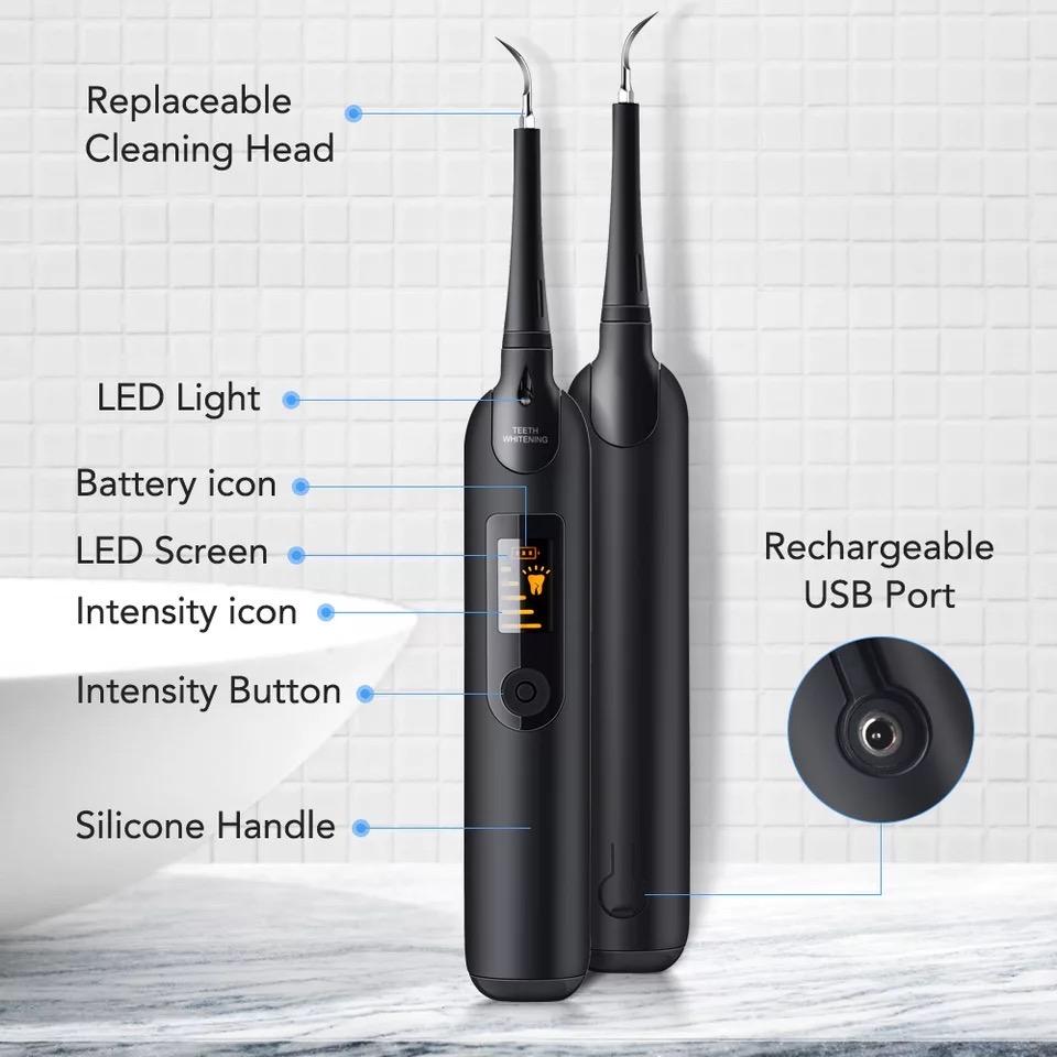 Electric Ultrasonic Dental Tartar Plaque Calculus Tooth Remover Set Kits Cleaner with LED Screen V255-TEETHCLEANER_LED