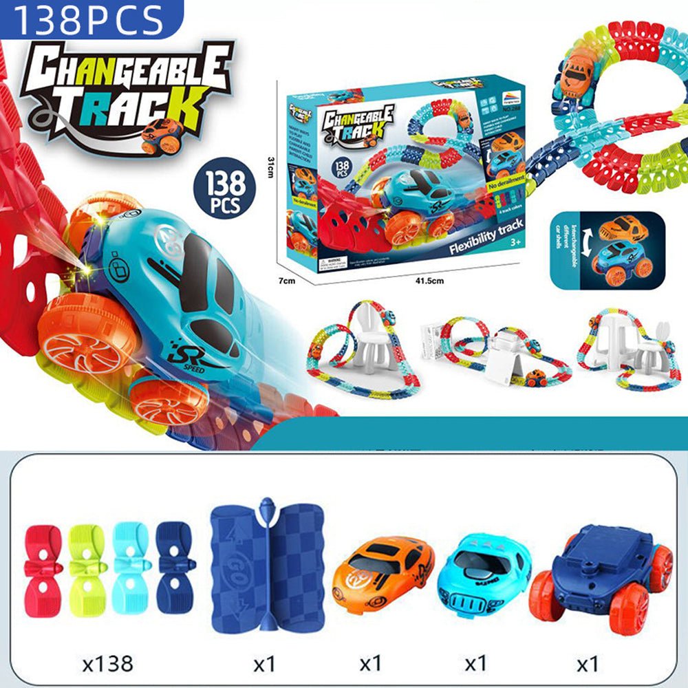 Changeable Track In The Dark Track with LED Light-Up Race Car Flexible Track Toy 184 V255-TRACK-184