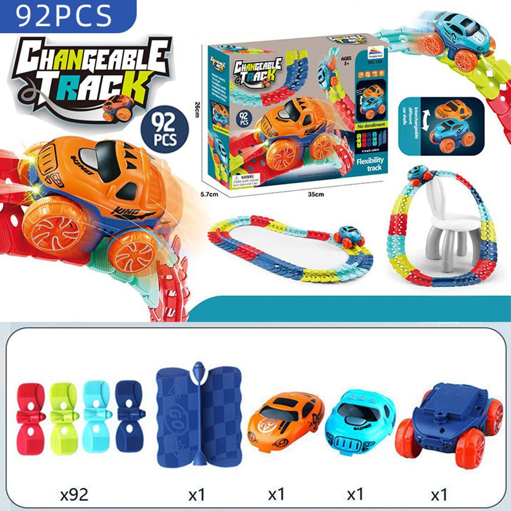 Changeable Track In The Dark Track with LED Light-Up Race Car Flexible Track Toy 92 V255-TRACK-92