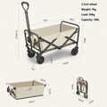 5 Inch Wheel Beige Folding Beach Wagon Cart Trolley Garden Outdoor Picnic Camping Sports Market Collapsible V255-TROLLEY-5INCH-BE
