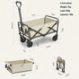 5 Inch Wheel Beige Folding Beach Wagon Cart Trolley Garden Outdoor Picnic Camping Sports Market Collapsible V255-TROLLEY-5INCH-BE