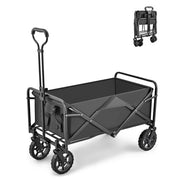 5 Inch Wheel Black Folding Beach Wagon Cart Trolley Garden Outdoor Picnic Camping Sports Market Collapsible V255-TROLLEY-5INCH-BK