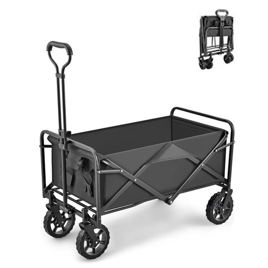 5 Inch Wheel Black Folding Beach Wagon Cart Trolley Garden Outdoor Picnic Camping Sports Market Collapsible V255-TROLLEY-5INCH-BK