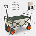 8 Inch Wheel Beige Folding Beach Wagon Cart Trolley Garden Outdoor Picnic Camping Sports Market Collapsible V255-TROLLEY-8INCH-BE
