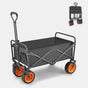 8 Inch Wheel Black Folding Beach Wagon Cart Trolley Garden Outdoor Picnic Camping Sports Market Collapsible V255-TROLLEY-8INCH-BK