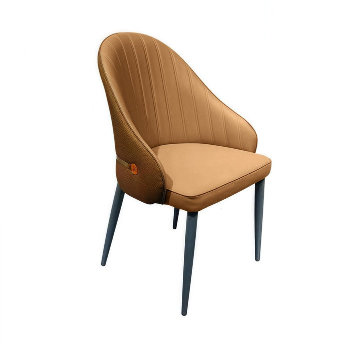 VELLUTO Dining Chairs Set Armchairs Mid Century Modern Kitchen Dining Room Chairs Faux Leather Accent Chairs V255-VE-DICH-BROWN-201