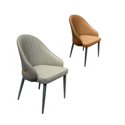 VELLUTO Dining Chairs Set Armchairs Mid Century Modern Kitchen Dining Room Chairs Faux Leather Accent Chairs V255-VE-DICH-BROWN-201