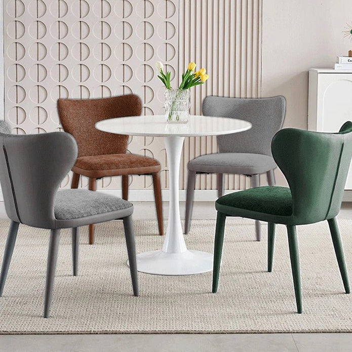 VELLUTO Modern Kitchen Dining Room Chairs Faux Leather Flannel Accent Chairs Metal Vanity Lounge Chair with V255-VE-DICH-BROWN-908