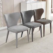 VELLUTO Modern Kitchen Dining Room Chairs Faux Leather Flannel Accent Chairs Metal Vanity Lounge Chair with V255-VE-DICH-DGREY-908