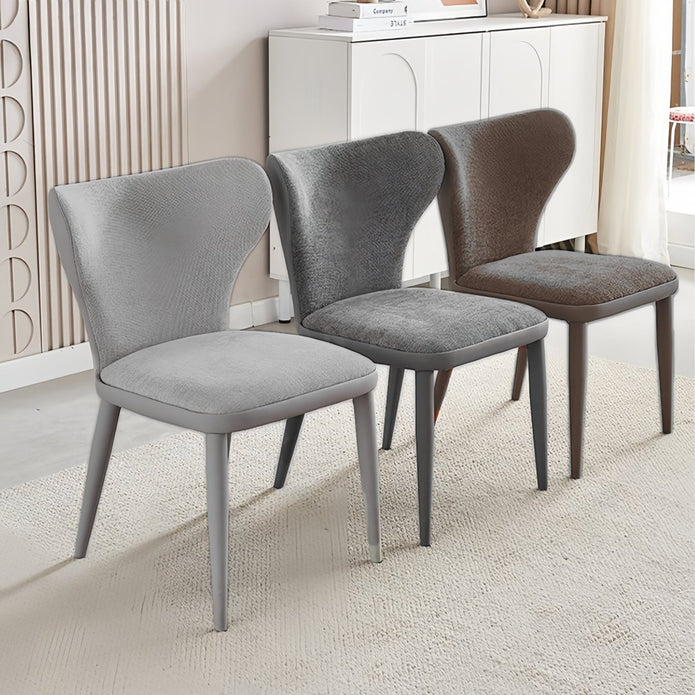VELLUTO Modern Kitchen Dining Room Chairs Faux Leather Flannel Accent Chairs Metal Vanity Lounge Chair with V255-VE-DICH-DGREY-908