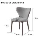 VELLUTO Modern Kitchen Dining Room Chairs Faux Leather Flannel Accent Chairs Metal Vanity Lounge Chair with V255-VE-DICH-DGREY-908